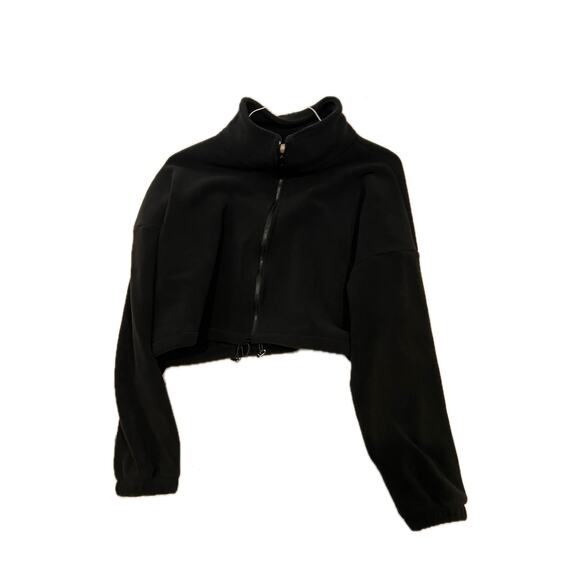 Qinsen Black Cropped Quarter-Zip Pullover - Womans Size S - Picture 1 of 3